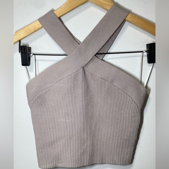 Aritzia Babaton Sculpt Knit Criss Cross Cropped Halter Tank Size XS - Picture 4 of 9